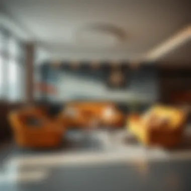 Versatile high seating in a sophisticated interior space