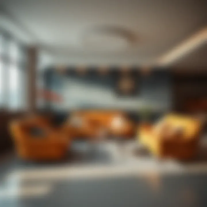 Versatile high seating in a sophisticated interior space