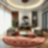 Elegant Round Rug in Modern Setting Elegant round patterned rug enhancing modern decor