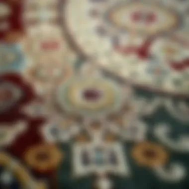 Close-up of intricate round carpet design details